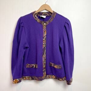 Vintage 80s 90s Knit Cardigan Medium Ladylike Baroque Retro Statement Maximalist